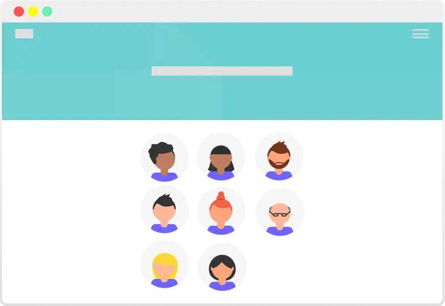 Diverse virtual team icons on computer screen