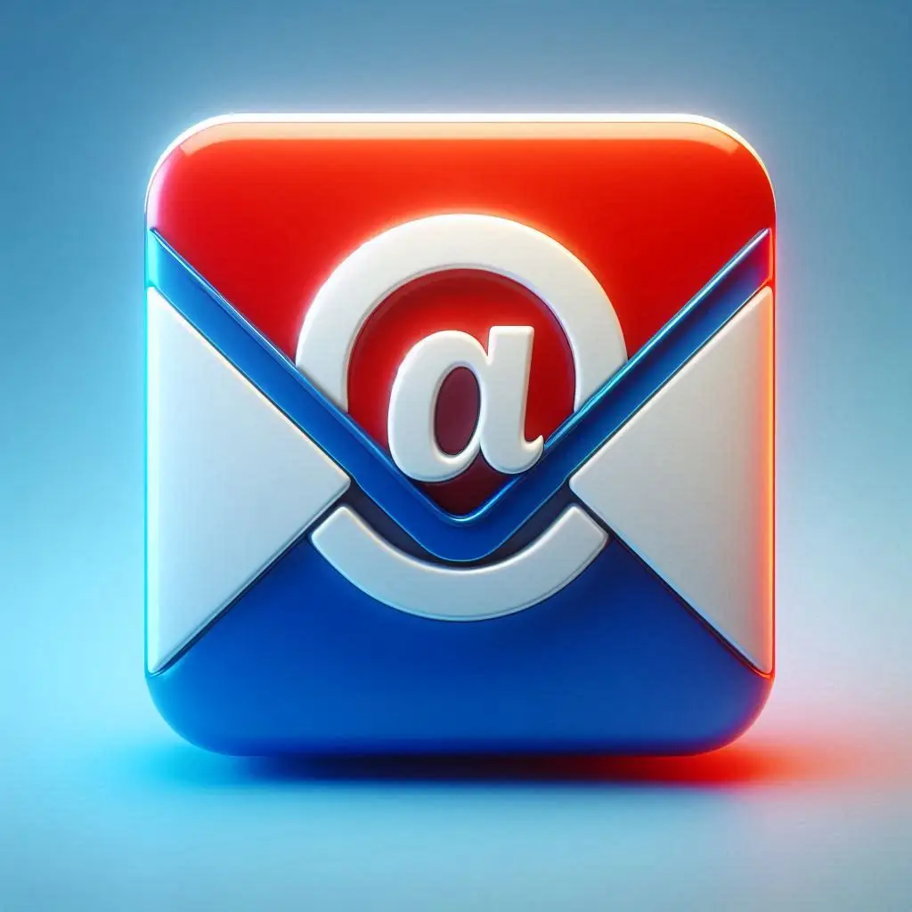 3D icon of email envelope with at symbol