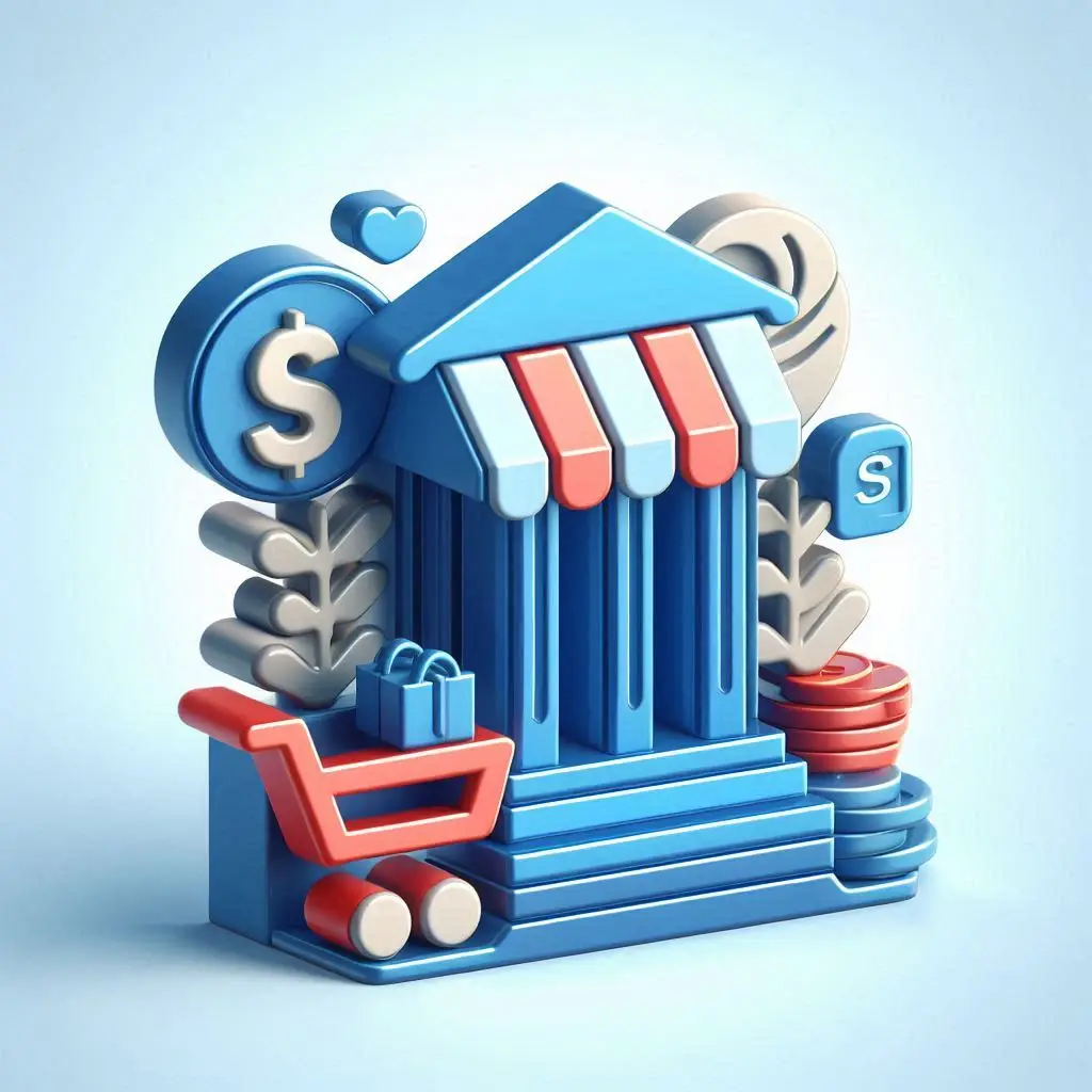 Stylized blue online shopping concept illustration