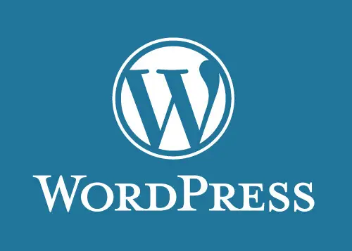 WordPress logo on blue background