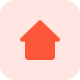 Simple red house icon on pink background